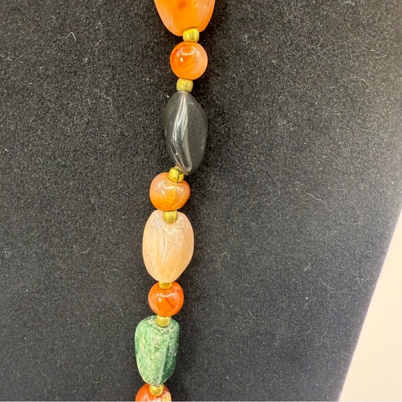 Vtg 36” Carnelian Agate Gemstone Nugget Bead Necklace - Picture 12 of 16